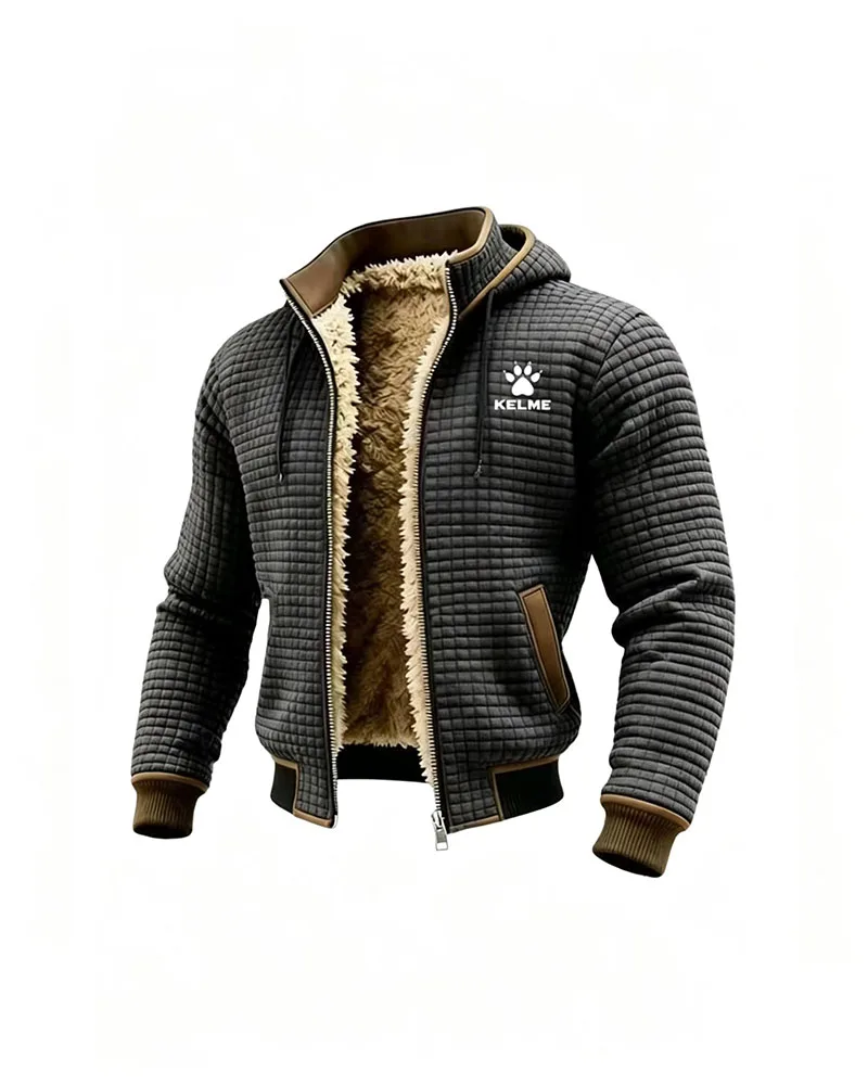 KELME's New Popular Autumn and Winter Hooded Jacket Showcases Figure, Cross-Border Checkered Hooded Sweatshirt for Men 519