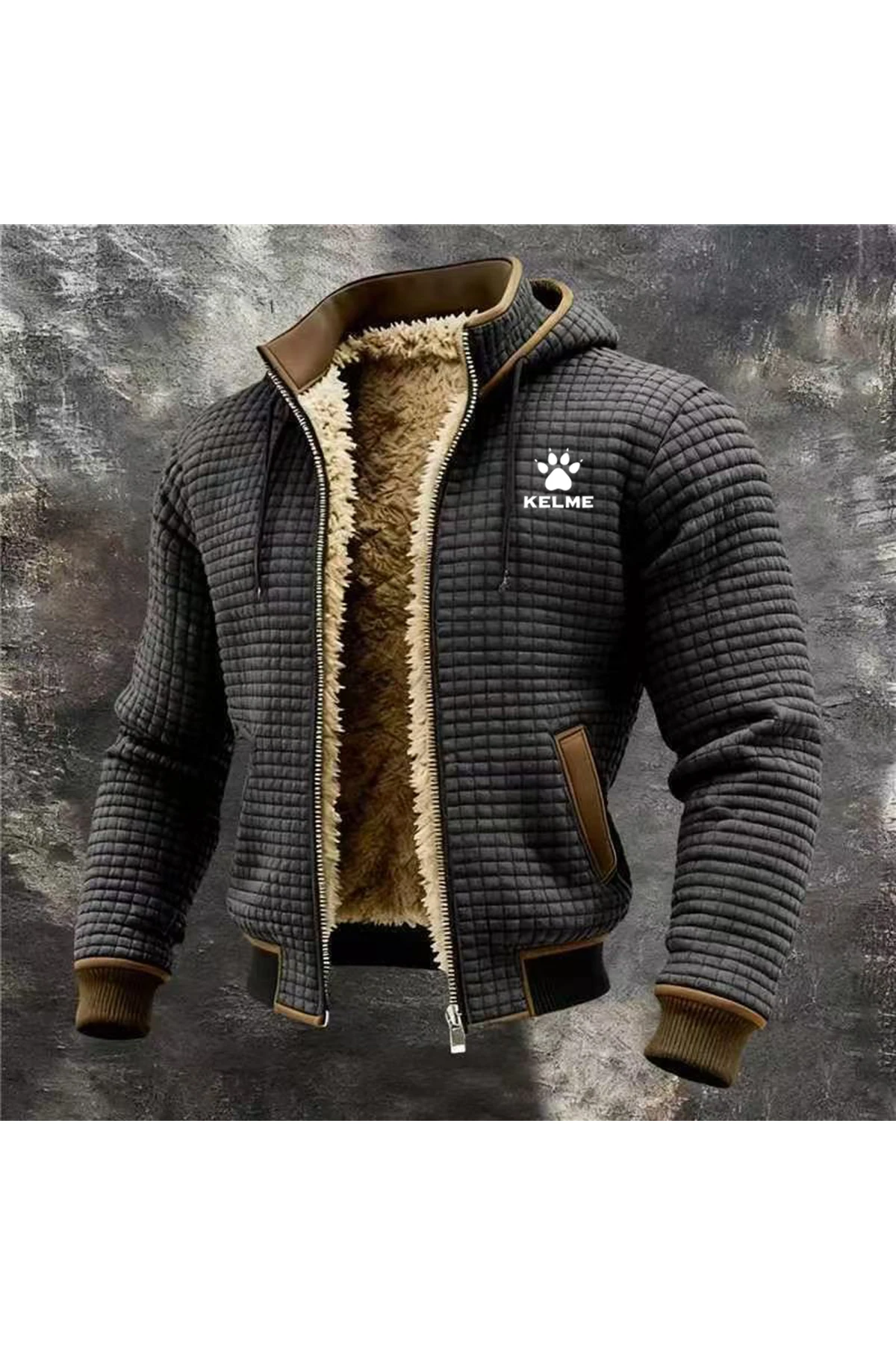 KELME's New Popular Autumn and Winter Hooded Jacket Showcases Figure, Cross-Border Checkered Hooded Sweatshirt for Men 519