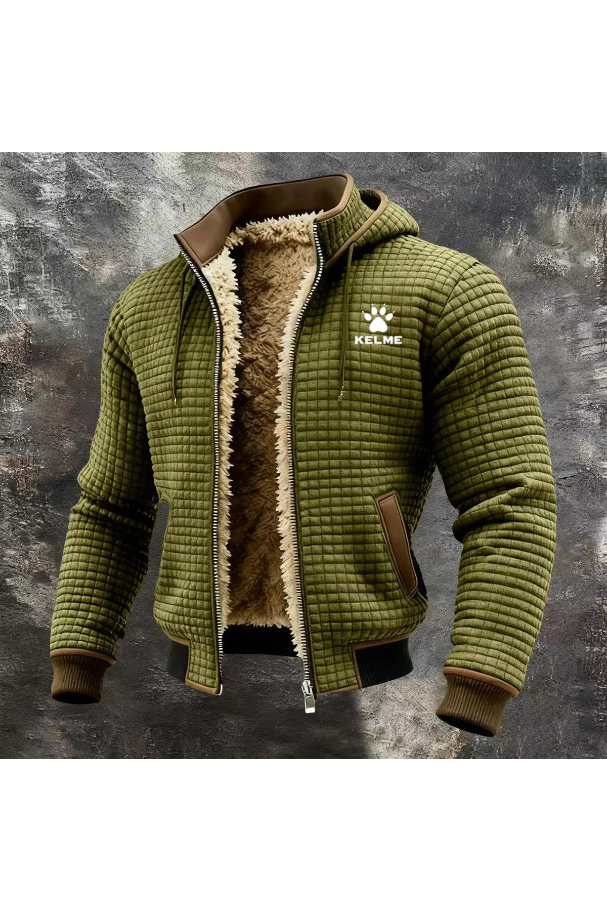 KELME's New Popular Autumn and Winter Hooded Jacket Showcases Figure, Cross-Border Checkered Hooded Sweatshirt for Men 519