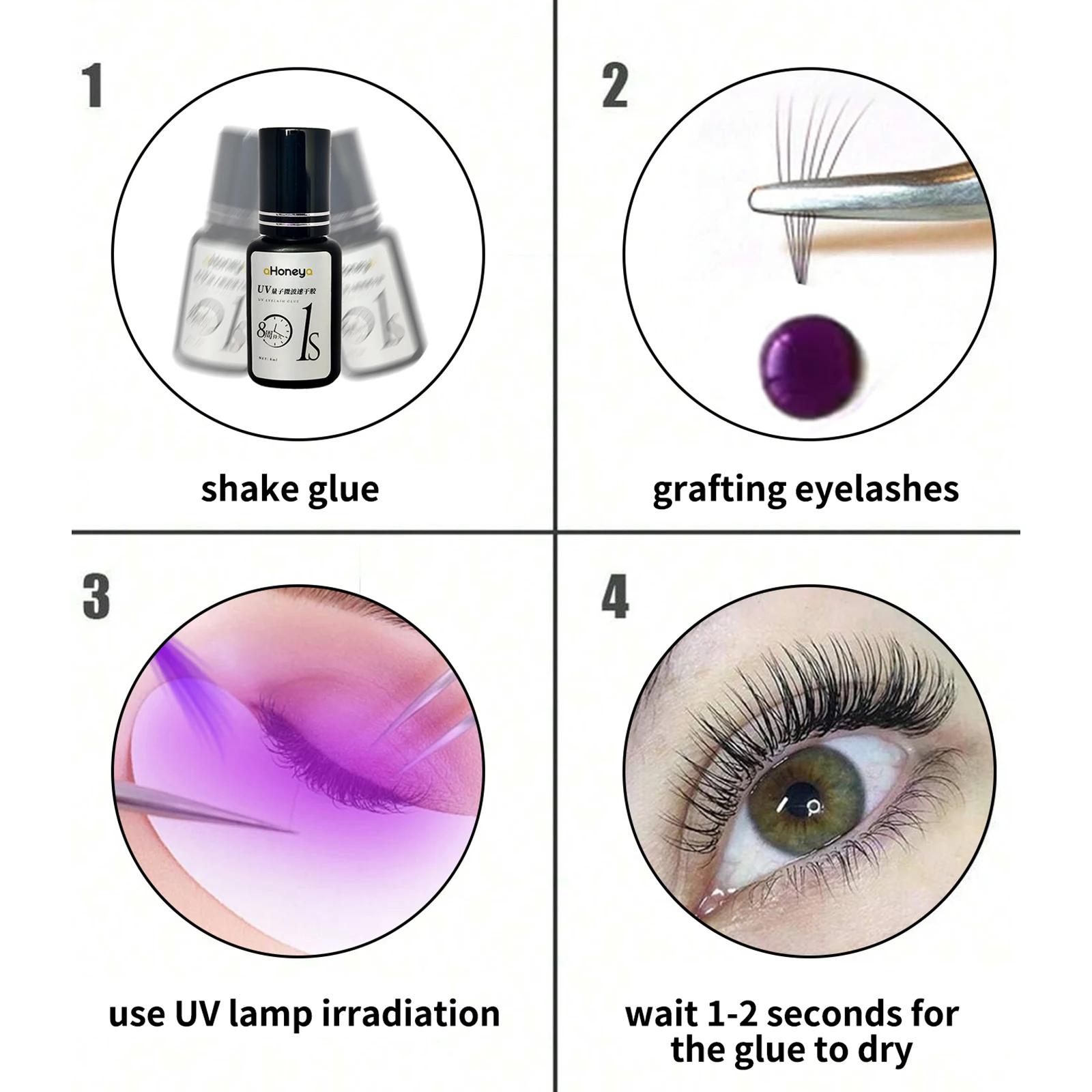 10 Pcs UV Eyelash Glue 6ml Purple Lashes Glue Clear UV Glue Salon Eyelashes Grafting Glue