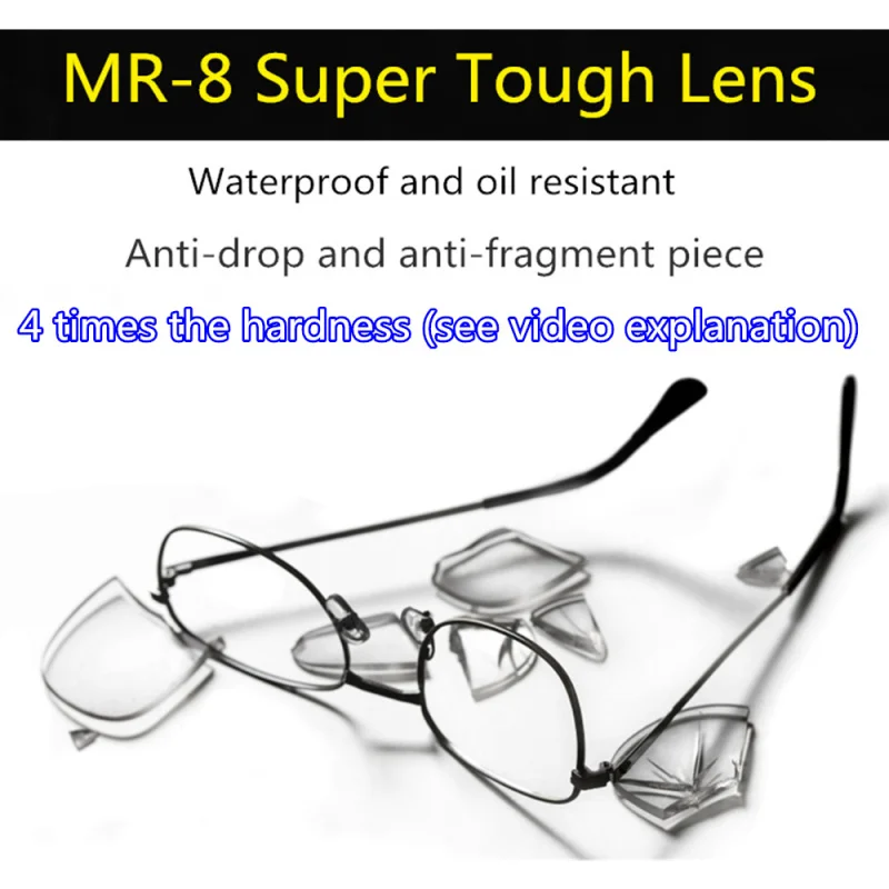 MR-8 Super Tough 4 Times Hardness Series Anti Blue Light Lens 1.61 1.67 Optical Prescription Lens Myopia Hyperopia HMC Lenses
