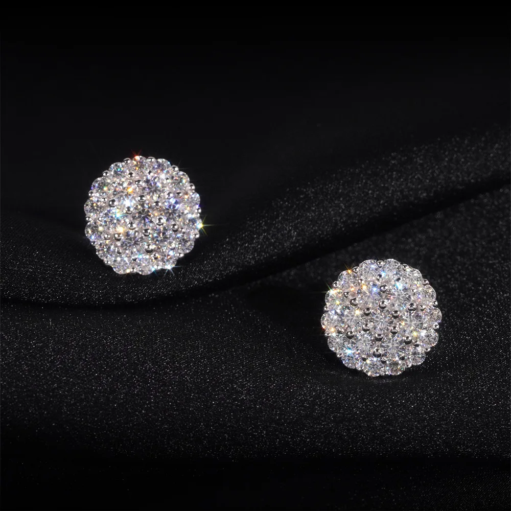 Full Moissanite D Color Women's Men Hip-hop Earrings 925 Sterling Silver Screw Ear Stud High Quality Fine Jewelry for Women Gift