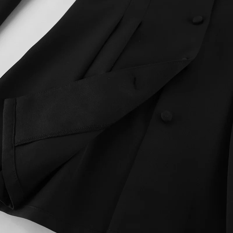 Women Natural Shoulder Blazer V Neck Single Breasted Cowboy Cotton Waist Cinched Jacket Autumn NEW Elegant Commute Office Outfit