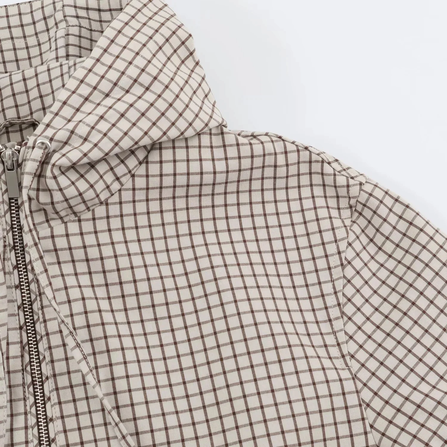 KONDALA Women Casual Trendy Plaid Jacket Hooded Zipper Pockets Jacket New Fashion 2026 Early Fall Winter High Street Cool Jacket