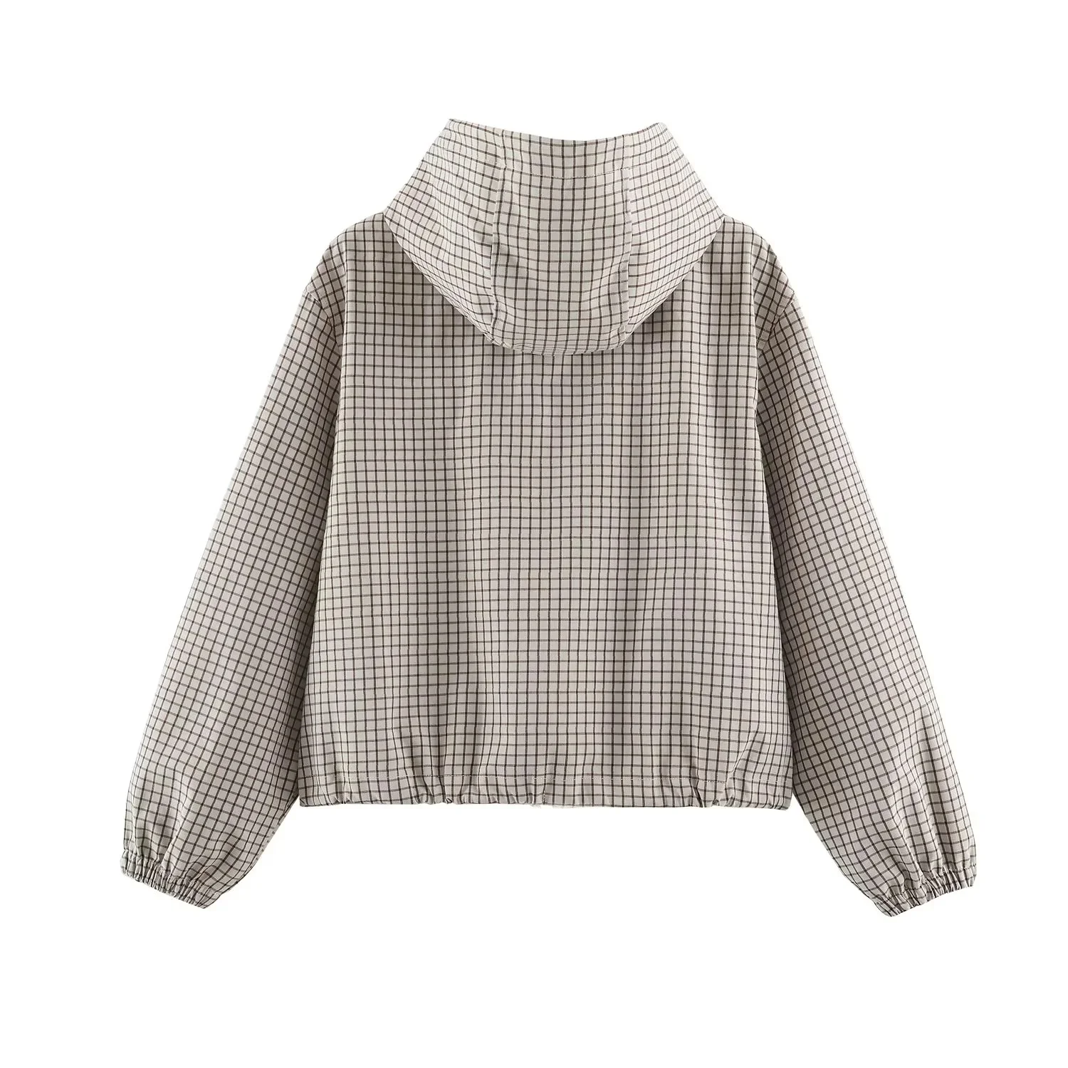 KONDALA Women Casual Trendy Plaid Jacket Hooded Zipper Pockets Jacket New Fashion 2026 Early Fall Winter High Street Cool Jacket