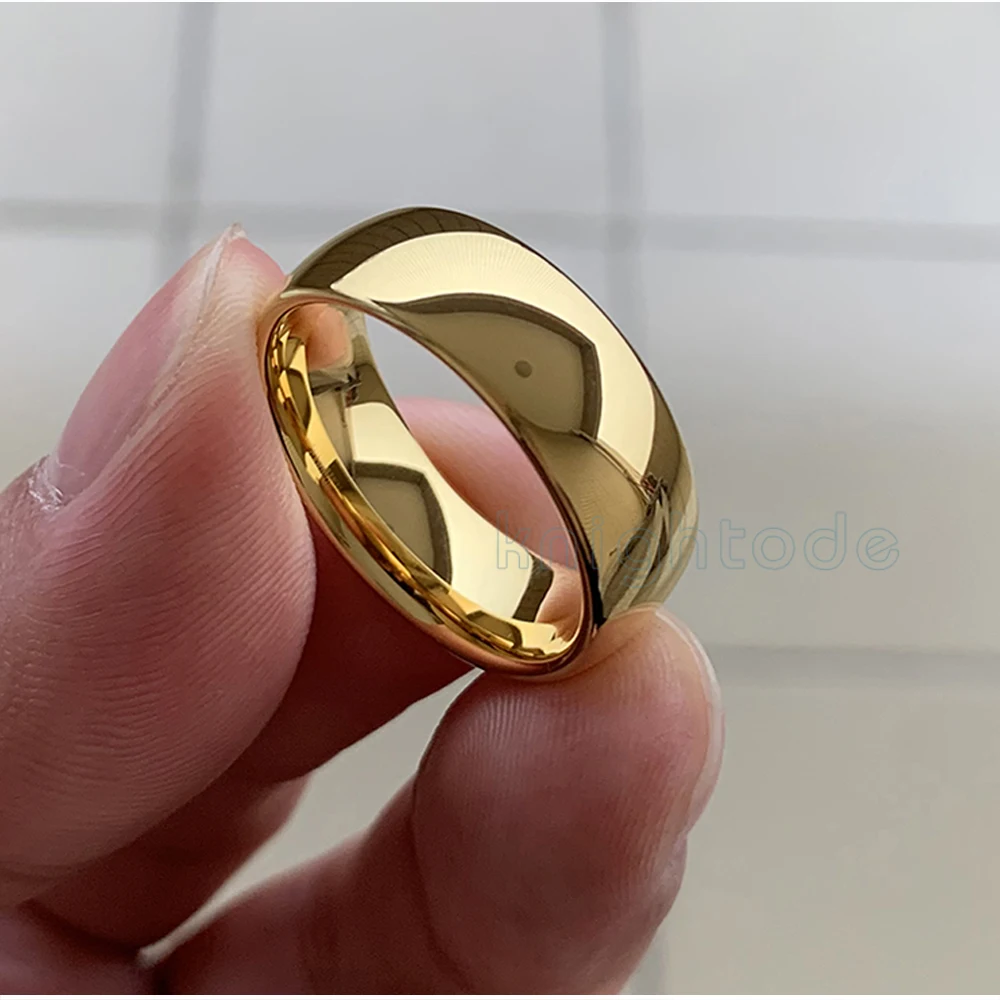 Classic Gold Color Wedding Band Tungsten Carbide Rings Women Men Engagement Gift Jewelry Dome Polished Finished Comfort Fit