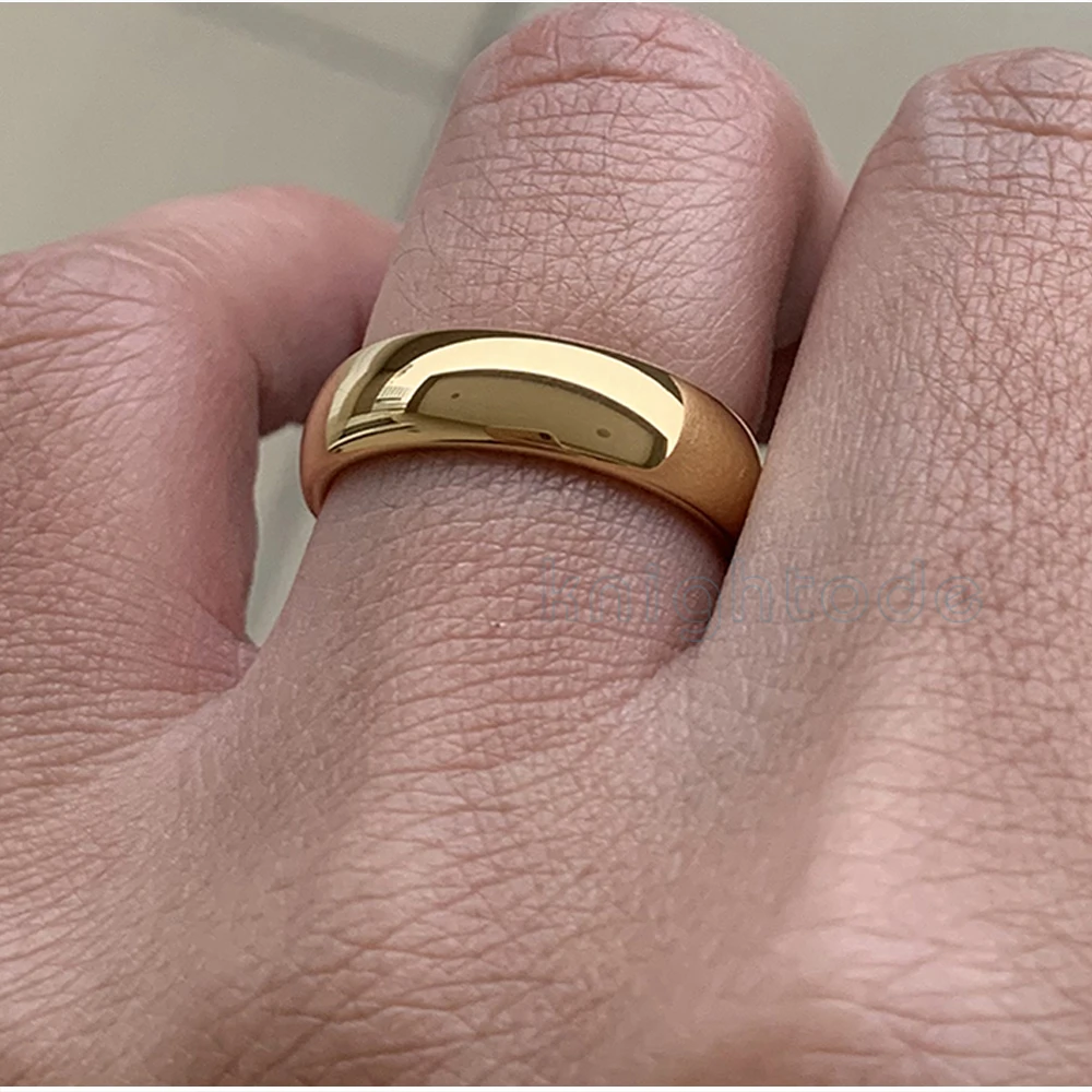 Classic Gold Color Wedding Band Tungsten Carbide Rings Women Men Engagement Gift Jewelry Dome Polished Finished Comfort Fit