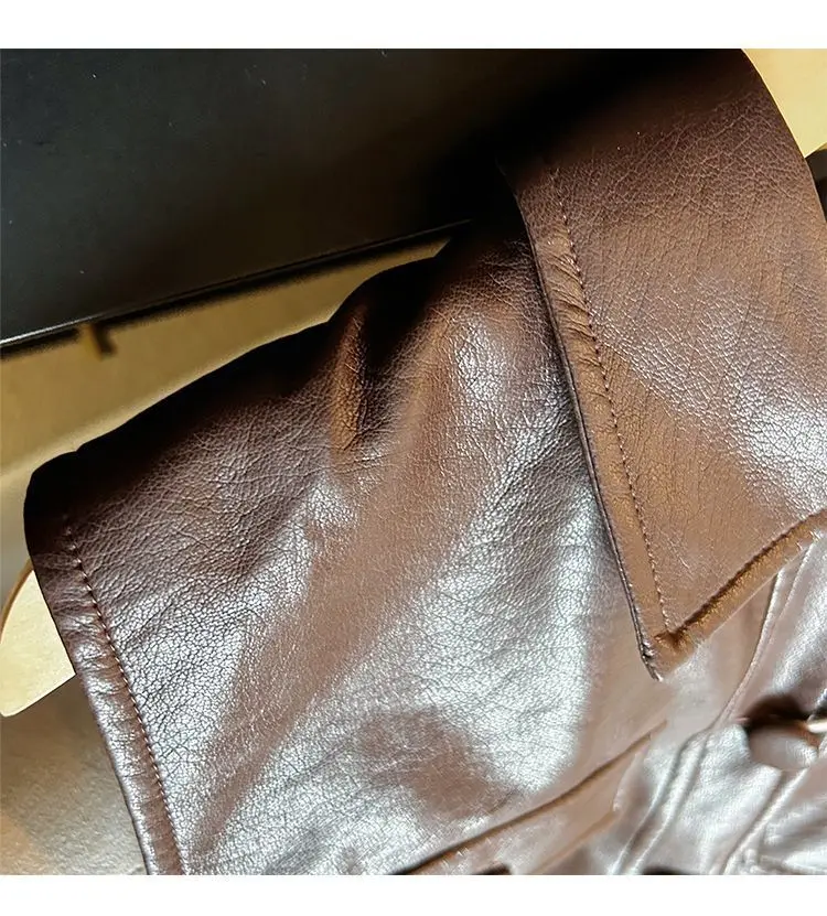 Women's Vests New Fashion Retro Lapel Corset Single-breasted Leather Ladies Hollow Pattern Cardigan Sleeveless Loose Vest Coat