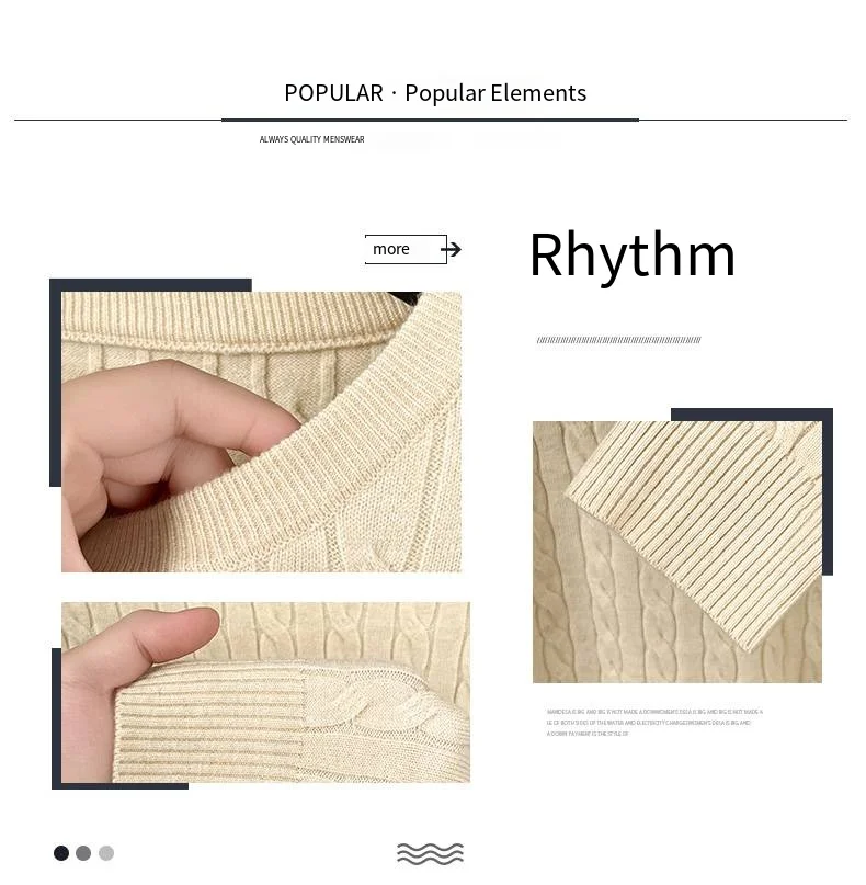 Autumn Winter Men Long-Sleeved Knitwear Round Neck Horse embroidery No Pilling No Fading Versatile Leisure Sweater Fashion tops