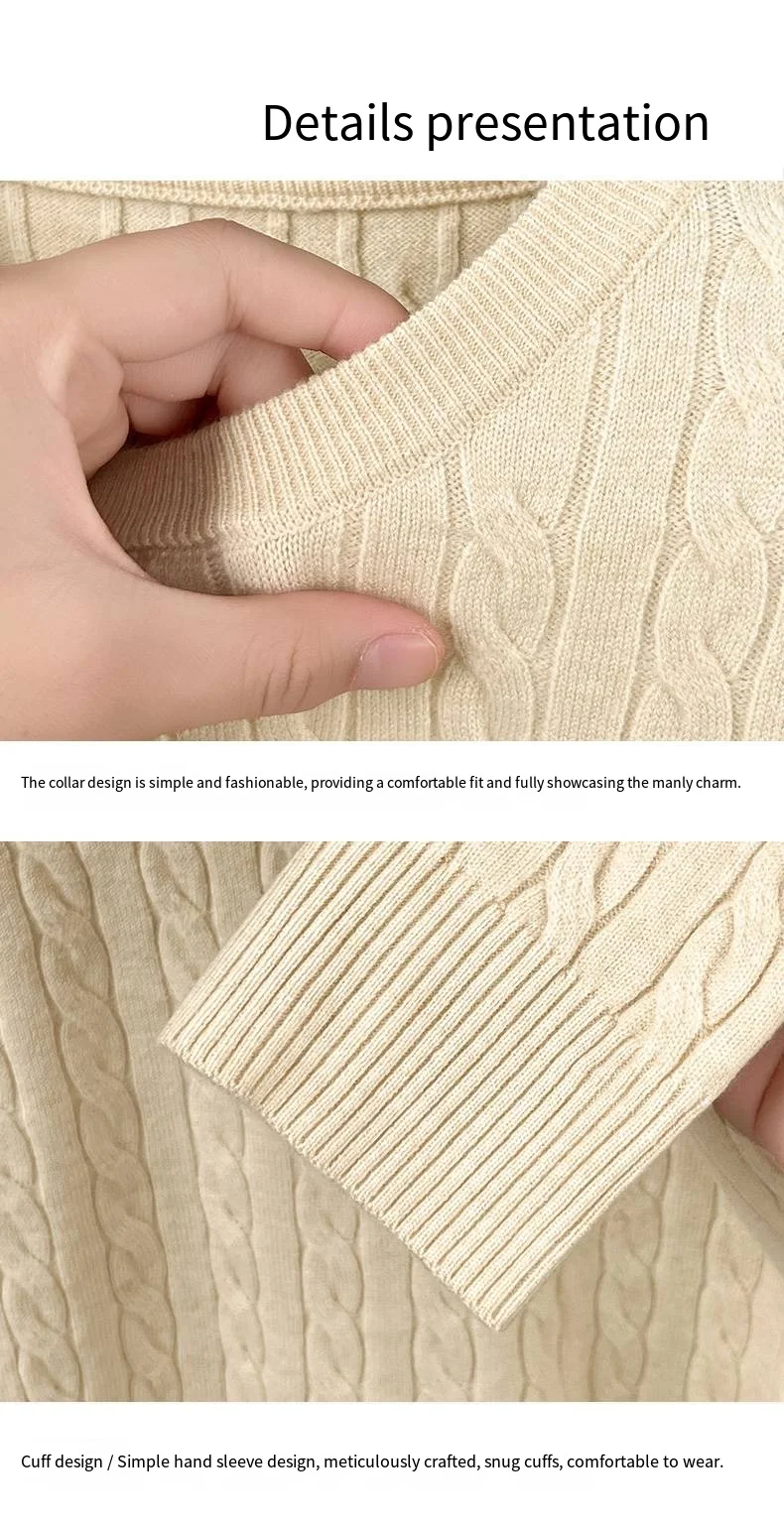 Autumn Winter Men Long-Sleeved Knitwear Round Neck Horse embroidery No Pilling No Fading Versatile Leisure Sweater Fashion tops