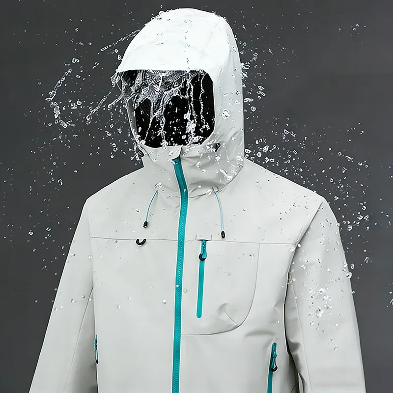 New Men's Outdoor Jacket Waterproof Windbreaker Sports Climbing Trekking Multiple Pockets Skiing Softshell Zipper Hooded Jackets