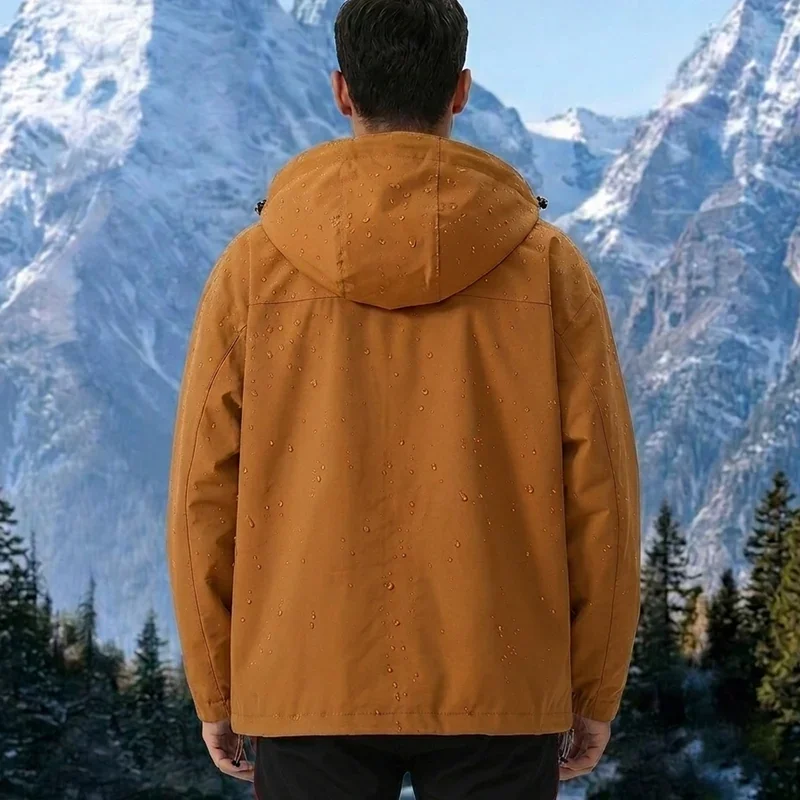 New Men's Outdoor Jacket Waterproof Windbreaker Sports Climbing Trekking Multiple Pockets Skiing Softshell Zipper Hooded Jackets