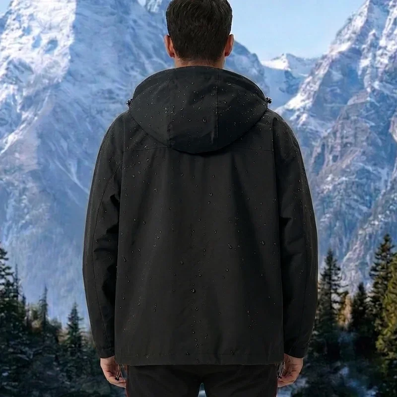 New Men's Outdoor Jacket Waterproof Windbreaker Sports Climbing Trekking Multiple Pockets Skiing Softshell Zipper Hooded Jackets