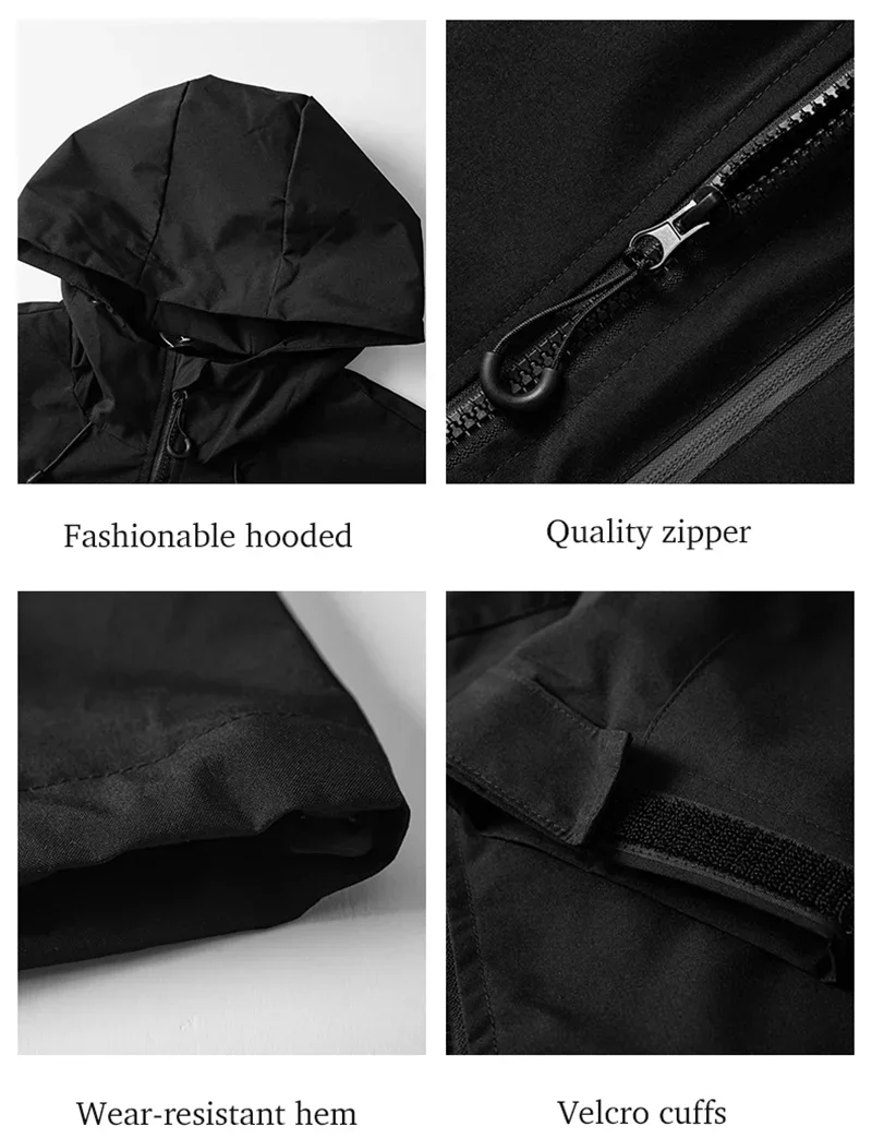 New Men's Outdoor Jacket Waterproof Windbreaker Sports Climbing Trekking Multiple Pockets Skiing Softshell Zipper Hooded Jackets
