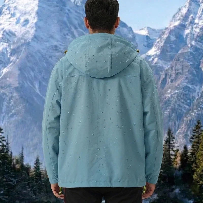 New Men's Outdoor Jacket Waterproof Windbreaker Sports Climbing Trekking Multiple Pockets Skiing Softshell Zipper Hooded Jackets