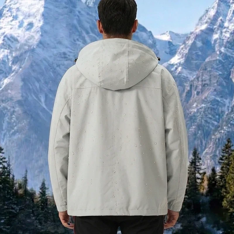 New Men's Outdoor Jacket Waterproof Windbreaker Sports Climbing Trekking Multiple Pockets Skiing Softshell Zipper Hooded Jackets