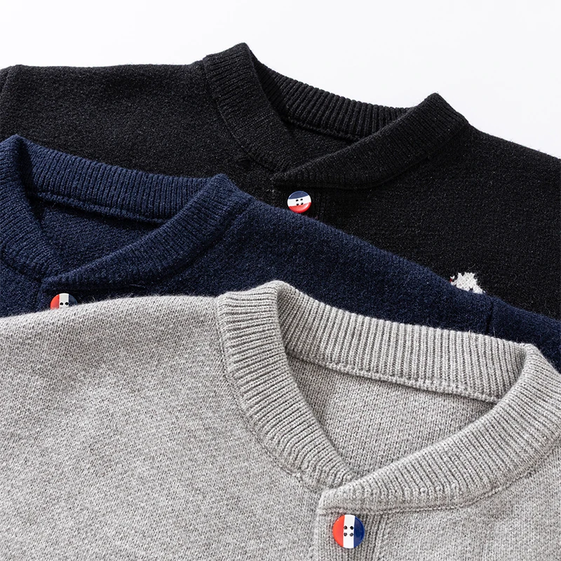 High Quality Men New Long-Sleeved Sweater Jacket Round Neck Single-Breasted Animal Pattern Knitwear Fashion Trend Men's Clothing