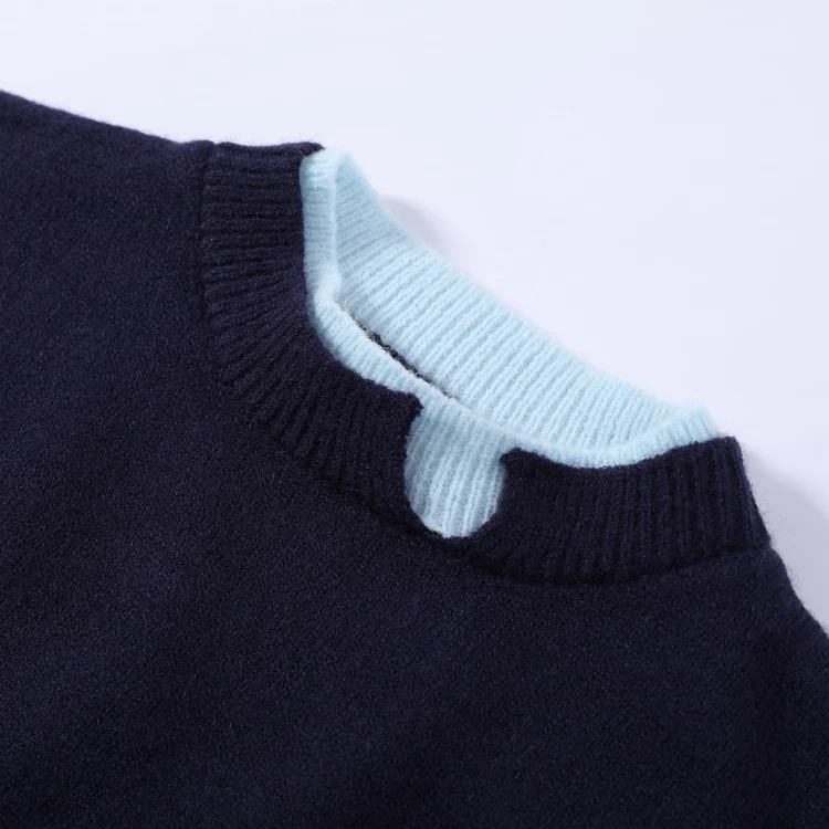 Oversized Women Fake 2‑in‑1 Knit Sweater Contrast Color Patchwork Long Sleeve Crew Neck Pullover Casual Loose Jumper Daily Wear