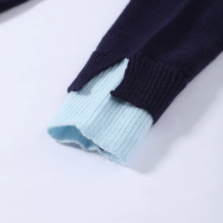 Oversized Women Fake 2‑in‑1 Knit Sweater Contrast Color Patchwork Long Sleeve Crew Neck Pullover Casual Loose Jumper Daily Wear