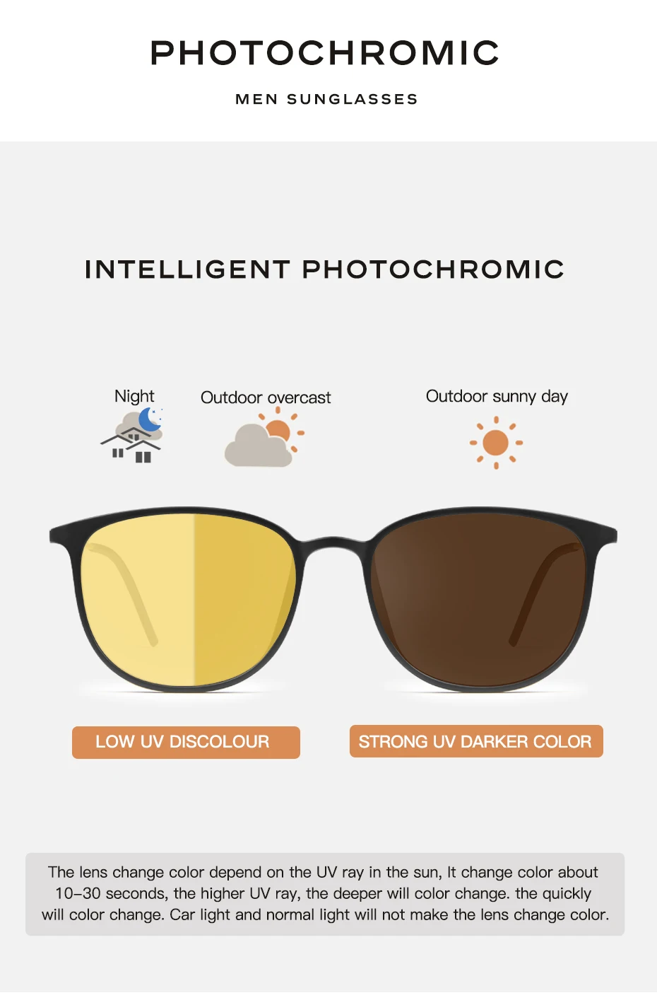 CAPONI Men Sunglasses Photochromic β Titanium Leg TR Frame Vintage Outdoor Eye Glasses Night Vision Male Sun Glasses BSYS520
