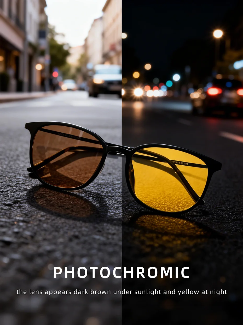 CAPONI Men Sunglasses Photochromic β Titanium Leg TR Frame Vintage Outdoor Eye Glasses Night Vision Male Sun Glasses BSYS520