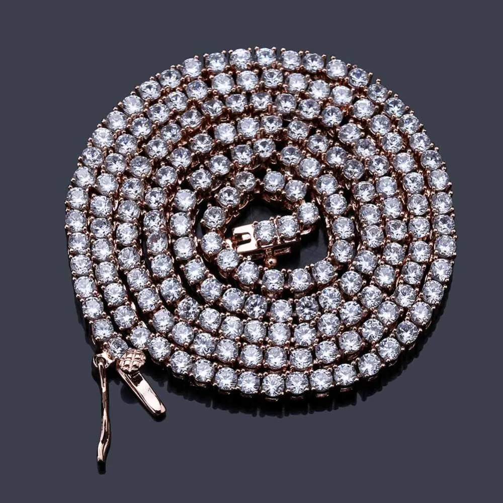 TOPGRILLZ 5MM Iced Out Bling AAA Zircon 1 Row Tennis Chain Necklace Men Hip Hop Jewelry Dropshipping