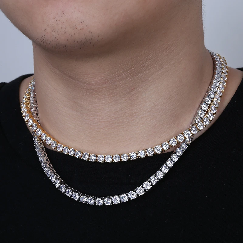 TOPGRILLZ 5MM Iced Out Bling AAA Zircon 1 Row Tennis Chain Necklace Men Hip Hop Jewelry Dropshipping