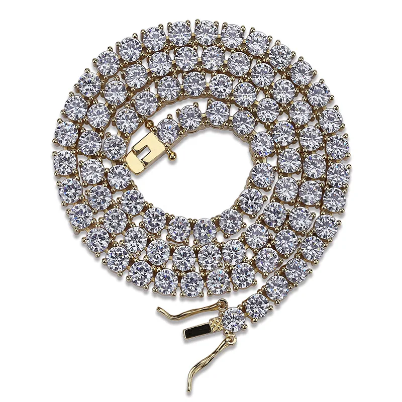 TOPGRILLZ 5MM Iced Out Bling AAA Zircon 1 Row Tennis Chain Necklace Men Hip Hop Jewelry Dropshipping