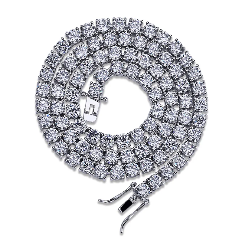 TOPGRILLZ 5MM Iced Out Bling AAA Zircon 1 Row Tennis Chain Necklace Men Hip Hop Jewelry Dropshipping