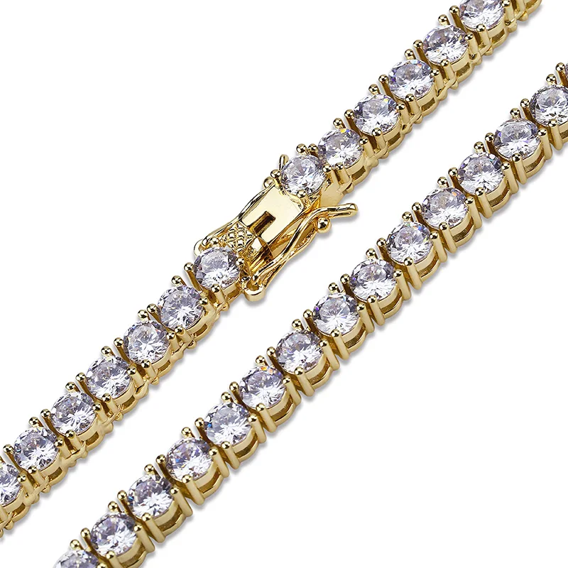 TOPGRILLZ 5MM Iced Out Bling AAA Zircon 1 Row Tennis Chain Necklace Men Hip Hop Jewelry Dropshipping