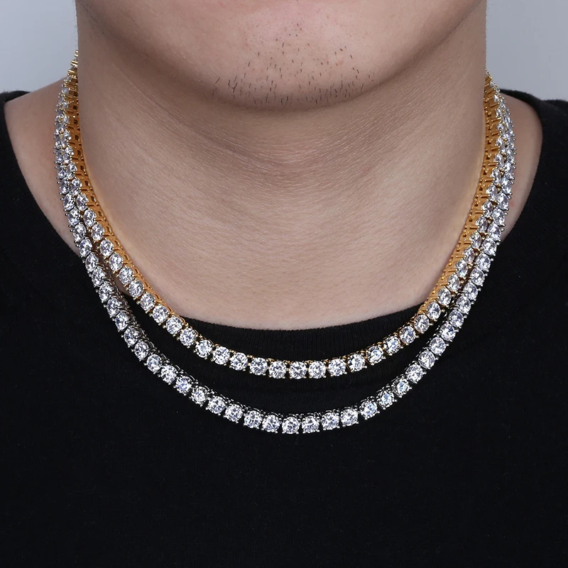 TOPGRILLZ 5MM Iced Out Bling AAA Zircon 1 Row Tennis Chain Necklace Men Hip Hop Jewelry Dropshipping