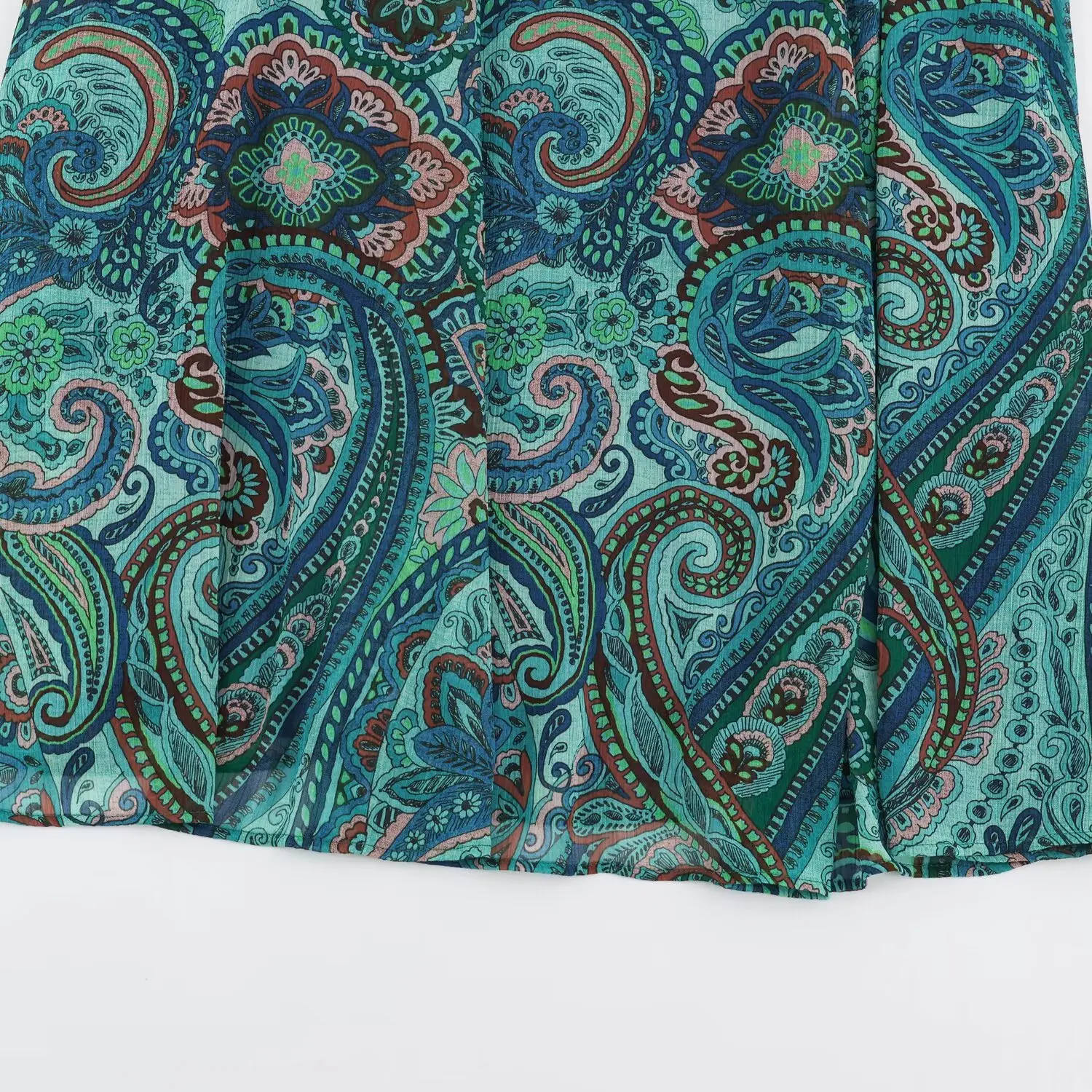 BSAY Boho Paisley Print Midi Skirt Women Elastic High Waist A‑Line Long Skirt With Belt Vintage Bohemian Holiday Casual Skirts