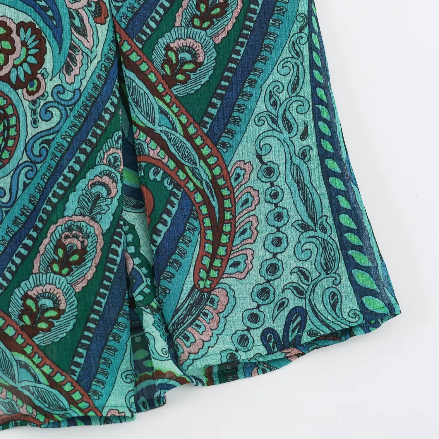 BSAY Boho Paisley Print Midi Skirt Women Elastic High Waist A‑Line Long Skirt With Belt Vintage Bohemian Holiday Casual Skirts