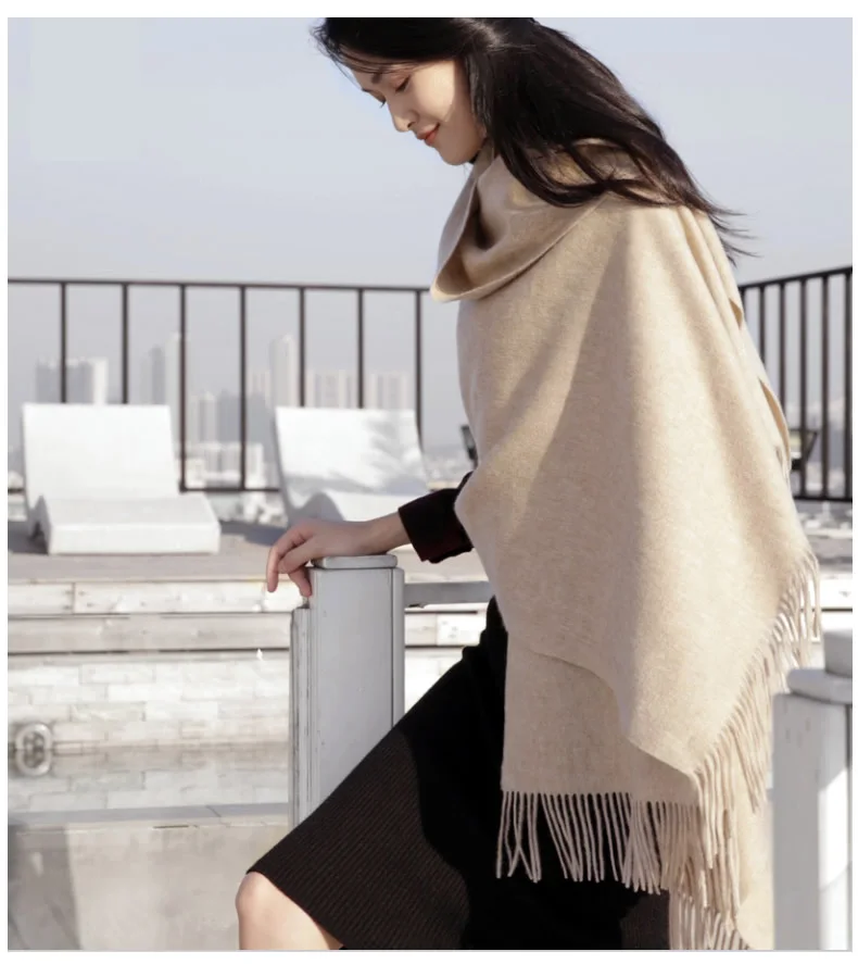 Wool Winter Scarf Women Fashion Shawl Adult Solid Scarves Luxury Autumn Shawls and Wraps  Poncho Scarfs for Ladies Unisex Wrap
