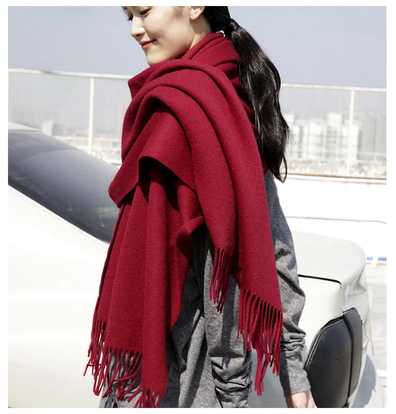 Wool Winter Scarf Women Fashion Shawl Adult Solid Scarves Luxury Autumn Shawls and Wraps  Poncho Scarfs for Ladies Unisex Wrap