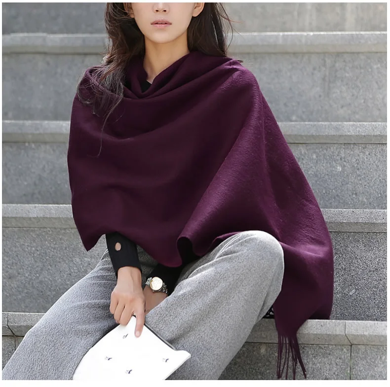 Wool Winter Scarf Women Fashion Shawl Adult Solid Scarves Luxury Autumn Shawls and Wraps  Poncho Scarfs for Ladies Unisex Wrap