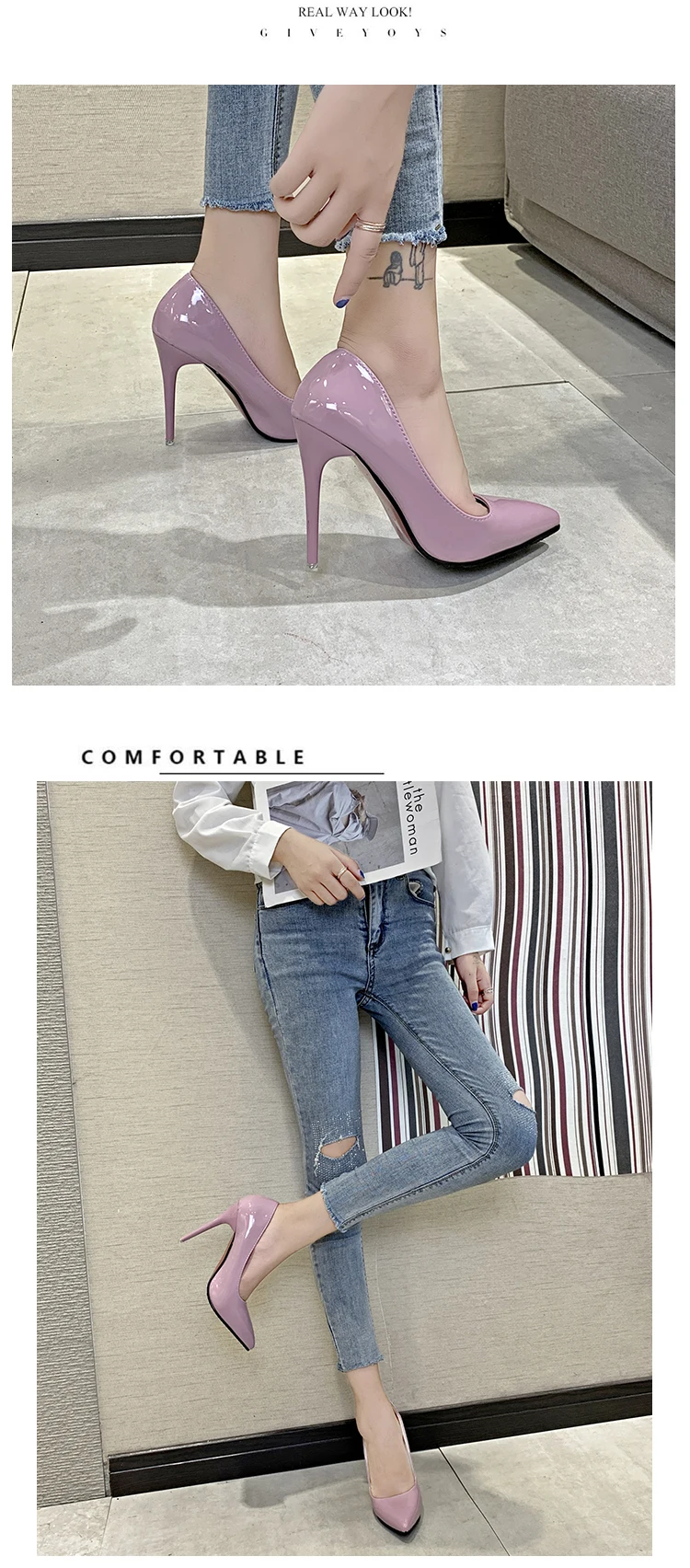 Aphixta 12cm Office Thin Heels Pumps Women Shoes Pointed Toe Patent Leather Wedding Dress Shoes Woman Chaussures Femme