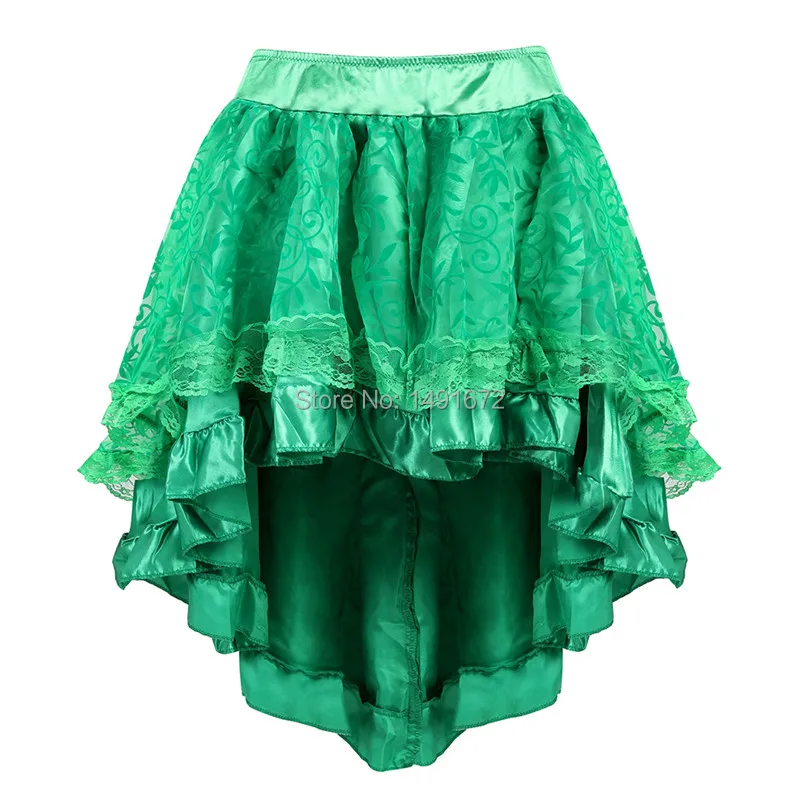 Skirts Womens Burlesque Corset Skirt High Waist Multilayer Lace Victorian Costumes Gothic Steampunk Skirt Matching Corset Black