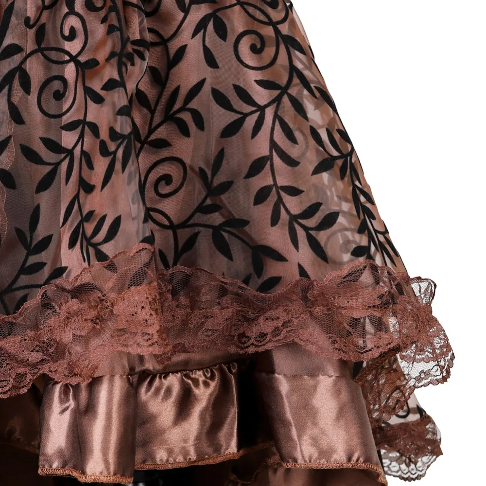 Skirts Womens Burlesque Corset Skirt High Waist Multilayer Lace Victorian Costumes Gothic Steampunk Skirt Matching Corset Black