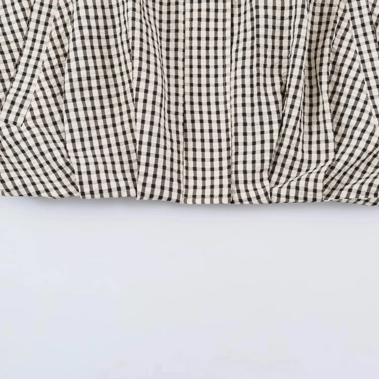 BSAY Autumn Women Plaid Er Jacket Stand Collar Zip Up Cropped Jacket Long Sleeve Elastic Hem Loose Casual Check Outerwear