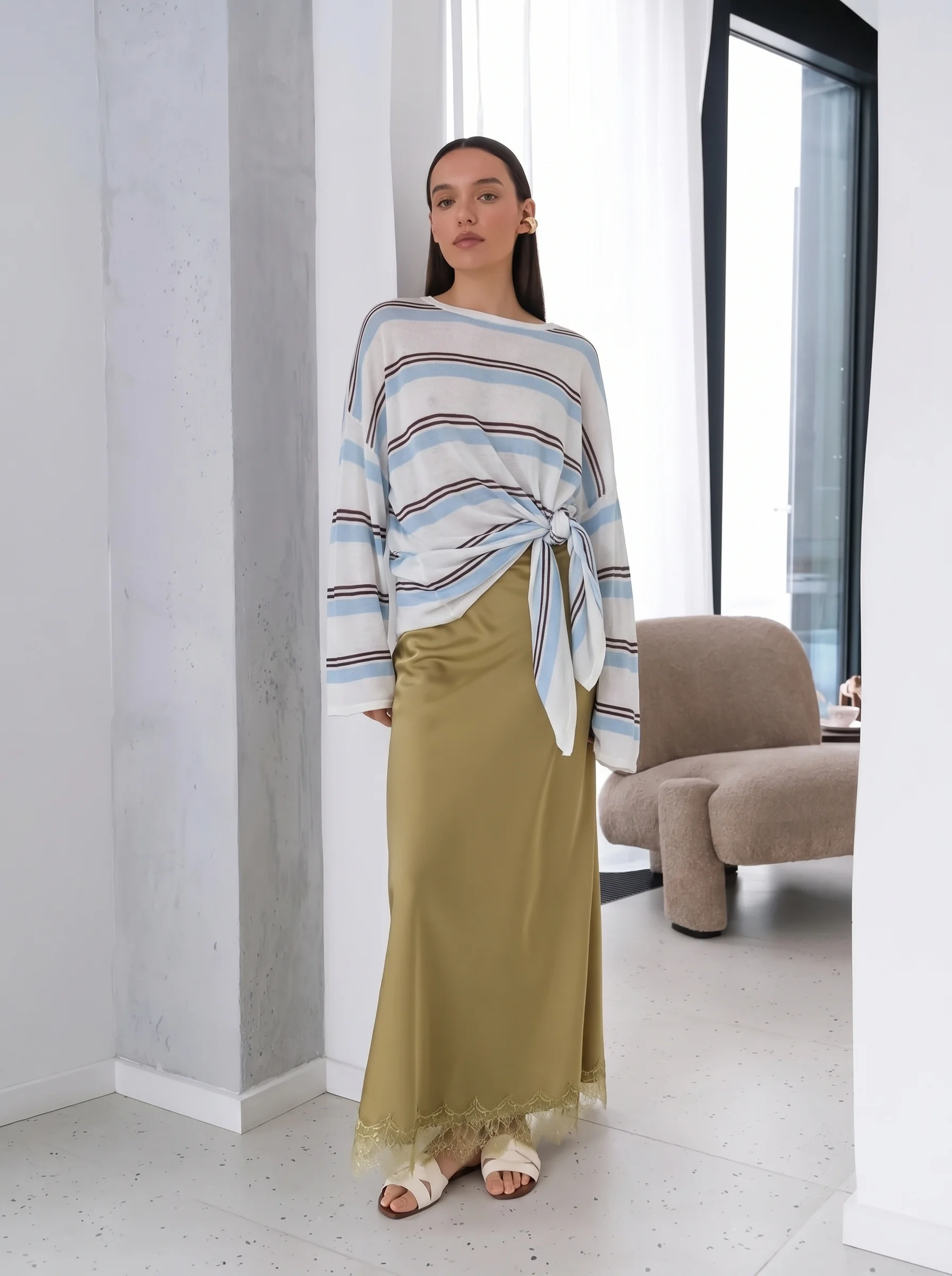 Hirsionsan 2026 Basic Stripes Knitted T Shirts Women Autumn Long Sleeves Loose Tops Ladies Casual Knitted Cotton Woman Clothing