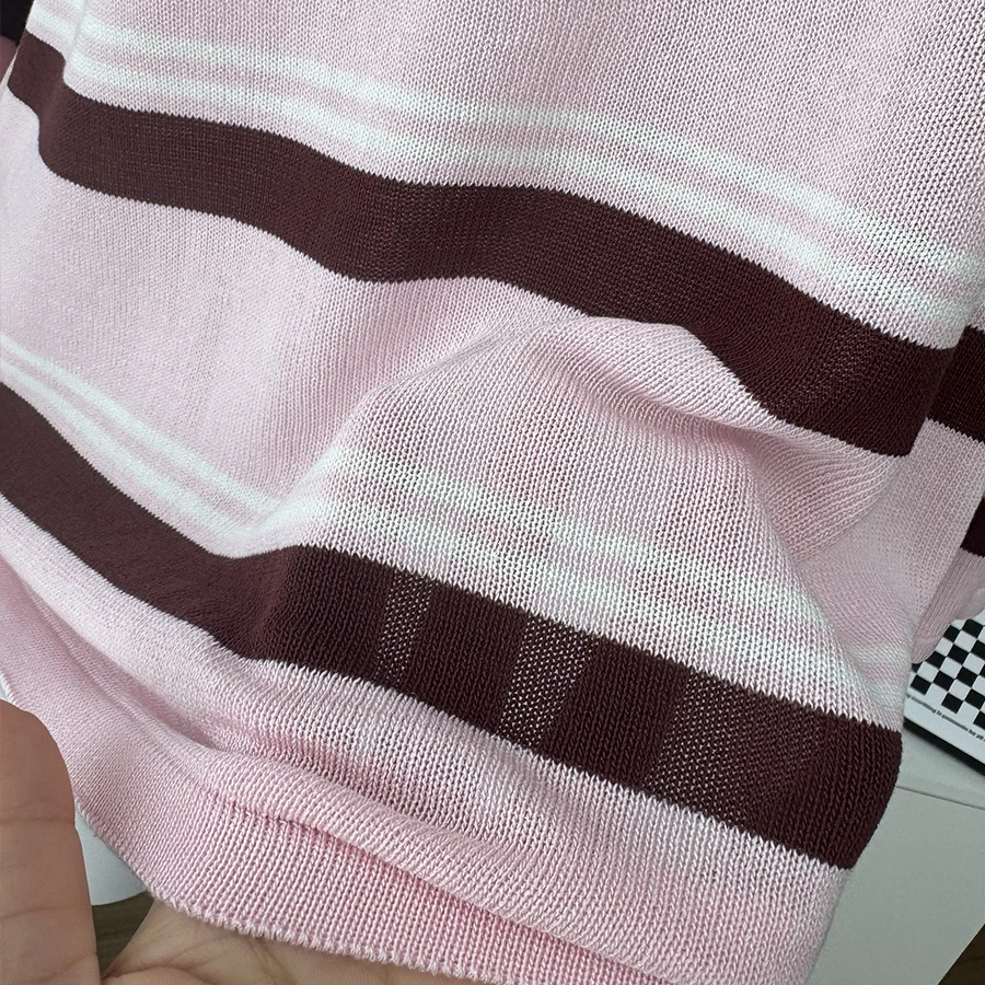 Hirsionsan 2026 Basic Stripes Knitted T Shirts Women Autumn Long Sleeves Loose Tops Ladies Casual Knitted Cotton Woman Clothing