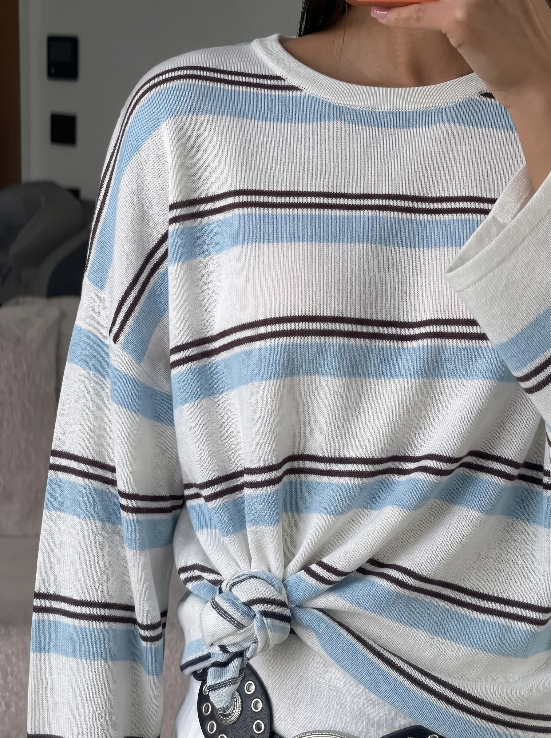 Hirsionsan 2026 Basic Stripes Knitted T Shirts Women Autumn Long Sleeves Loose Tops Ladies Casual Knitted Cotton Woman Clothing