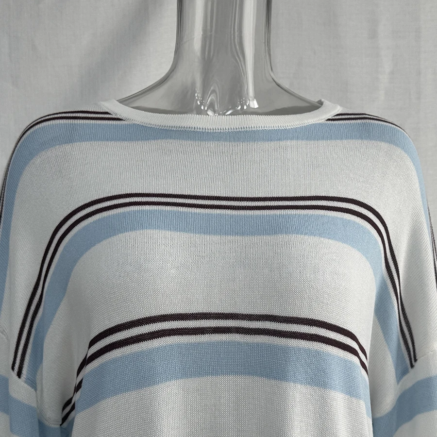 Hirsionsan 2026 Basic Stripes Knitted T Shirts Women Autumn Long Sleeves Loose Tops Ladies Casual Knitted Cotton Woman Clothing