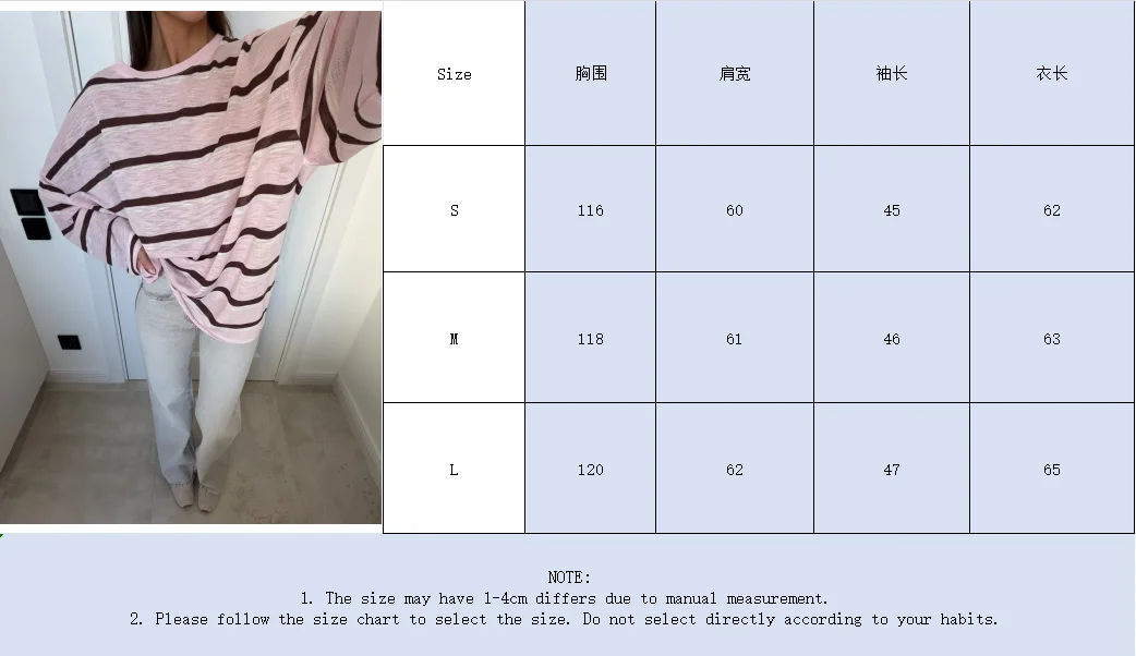 Hirsionsan 2026 Basic Stripes Knitted T Shirts Women Autumn Long Sleeves Loose Tops Ladies Casual Knitted Cotton Woman Clothing
