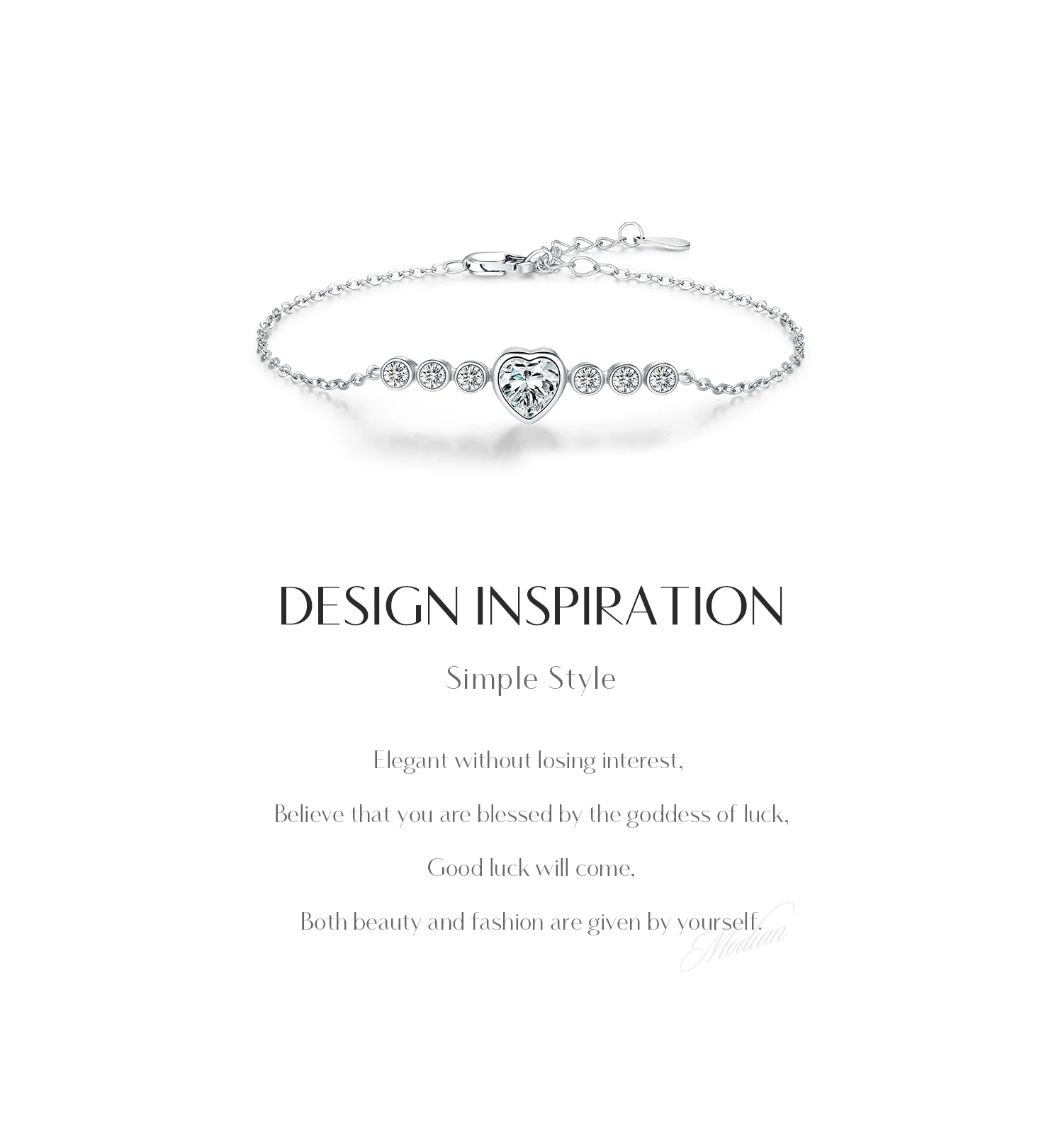 MODIAN D Color Heart Moissanite Bracelet 925 Sterling Silver Heart Lab Diamond Wrist Bracelet Wedding Fine Jewelry Gift With Box