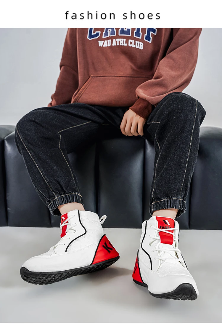 High-Top Casual Sneakers with Trendy Embossed Design, Soft and Shock-Absorbing, Versatile for Daily Commuting, Unisex Fashion Height-Increasing Sports Shoes 9