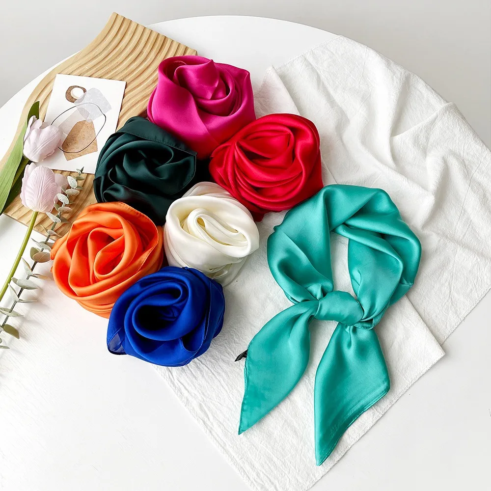 Woman Scarf Print Hijab Headscarf Bandana Handkerchief Silk Scarves Woman Square Luxury Female Shawl Head Wrap Wear