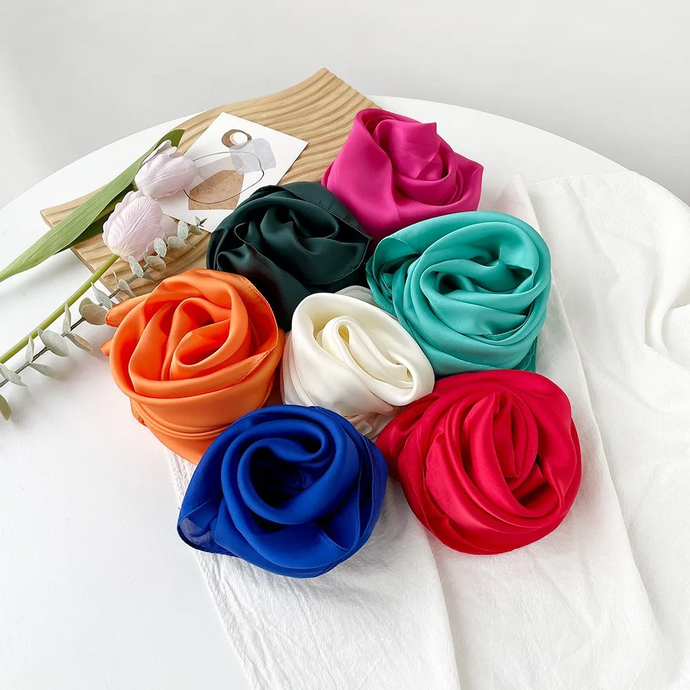 Woman Scarf Print Hijab Headscarf Bandana Handkerchief Silk Scarves Woman Square Luxury Female Shawl Head Wrap Wear