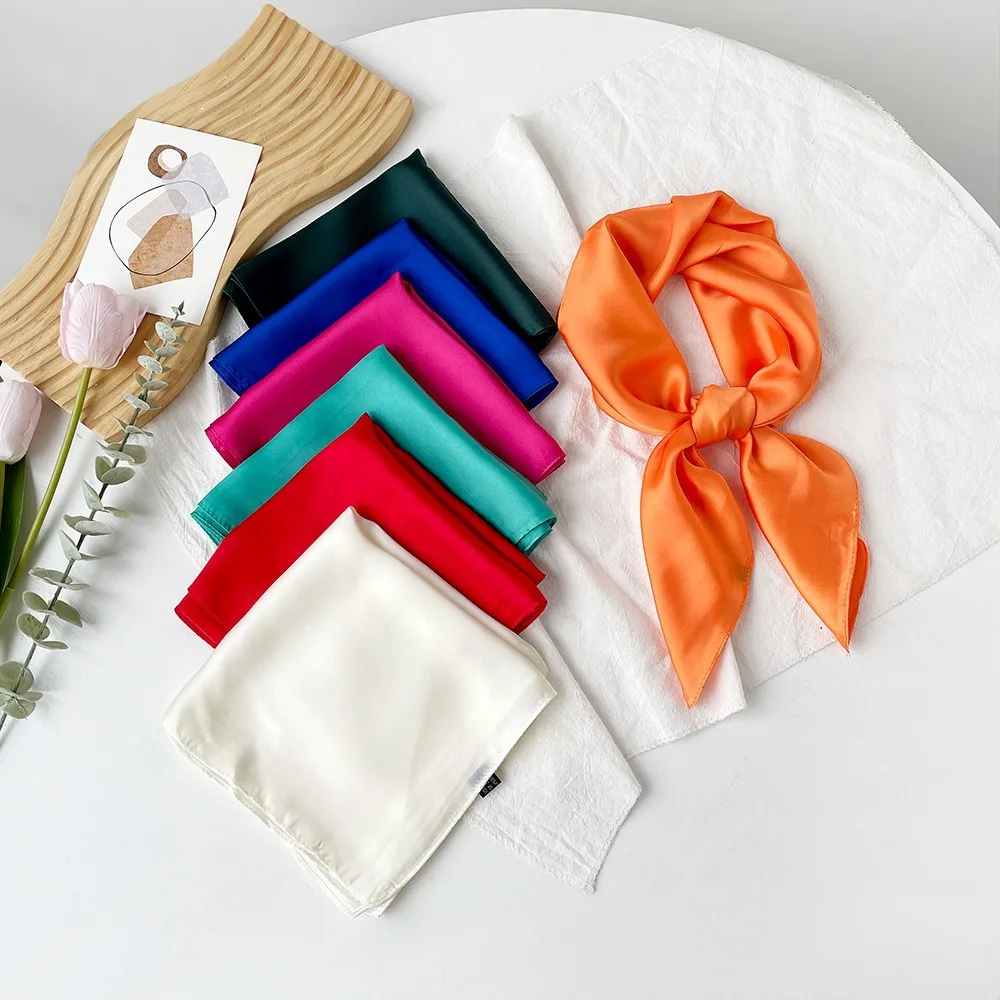 Woman Scarf Print Hijab Headscarf Bandana Handkerchief Silk Scarves Woman Square Luxury Female Shawl Head Wrap Wear